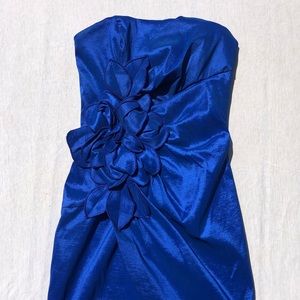 Jessica McClintock Strapless Blue Flower MiniDress